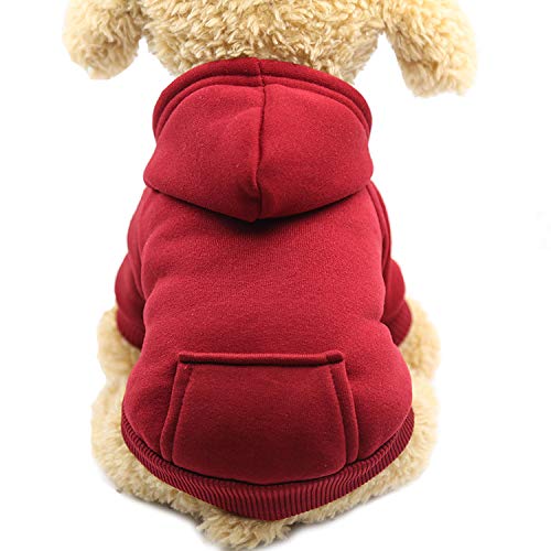 Jecikelon Winter Dog Hoodie Sweatshirts with Pockets Warm Dog Clothes for Small Dogs Chihuahua Coat Clothing Puppy Cat Custume (Coffee, Small)