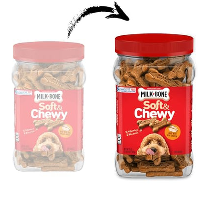Milk-Bone Soft & Chewy Dog Treats, Beef & Filet Mignon Recipe, 25 Ounce