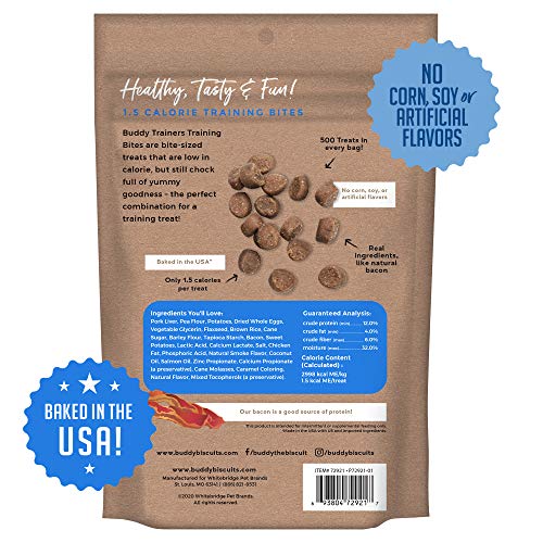Buddy Biscuits Trainers 10 Oz. Pouch of Training Bites Soft & Chewy Dog Treats Made with Bacon Flavor