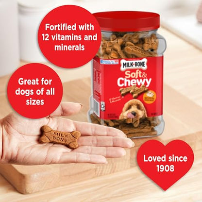 Milk-Bone Soft & Chewy Dog Treats, Beef & Filet Mignon Recipe, 25 Ounce