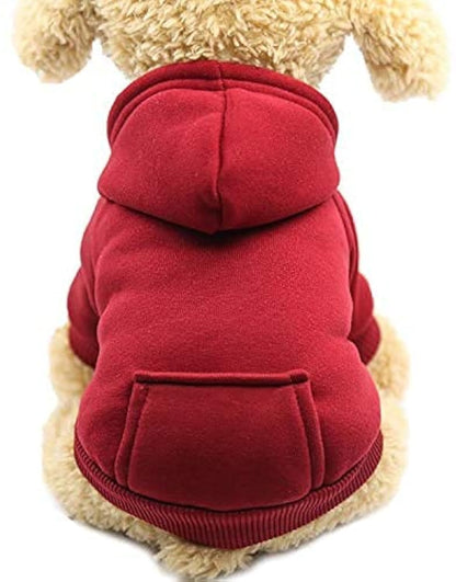 Jecikelon Winter Dog Hoodie Sweatshirts with Pockets Warm Dog Clothes for Small Dogs Chihuahua Coat Clothing Puppy Cat Custume (Coffee, Small)