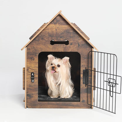 Dog House Indoor for Small Dogs or Cats, Cozy Wooden Design, Small Indoor Bed House, with Air Vents and Elevated Floor Warm Dog Cave