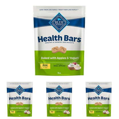 Blue Buffalo Health Bars Mini Crunchy Dog Biscuits, Oven-Baked with Natural Ingredients, Apples & Yogurt, 16-oz Bag