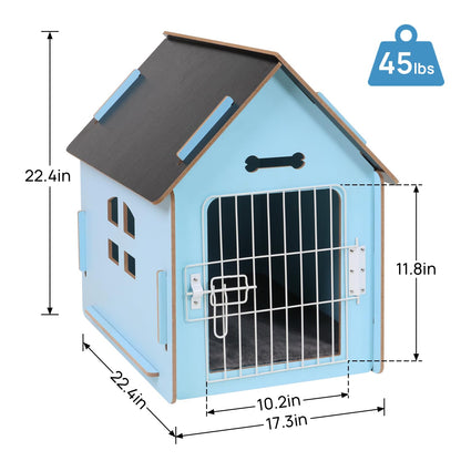 Dog House Indoor for Small Dogs or Cats, Cozy Wooden Design, Small Indoor Bed House, with Air Vents and Elevated Floor Warm Dog Cave