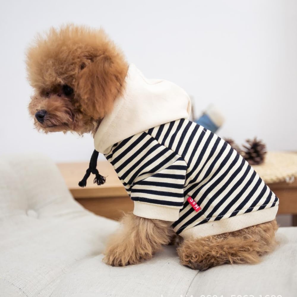 Matching Dog and Owner Clothes Separately Sold,Striped Mom Dad Dog Hoodie for Small Dogs Cats,Puppy Sweatshirt Fall Winter(Black,Owner M)