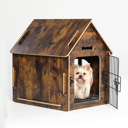 Dog House Indoor for Small Dogs or Cats, Cozy Wooden Design, Small Indoor Bed House, with Air Vents and Elevated Floor Warm Dog Cave