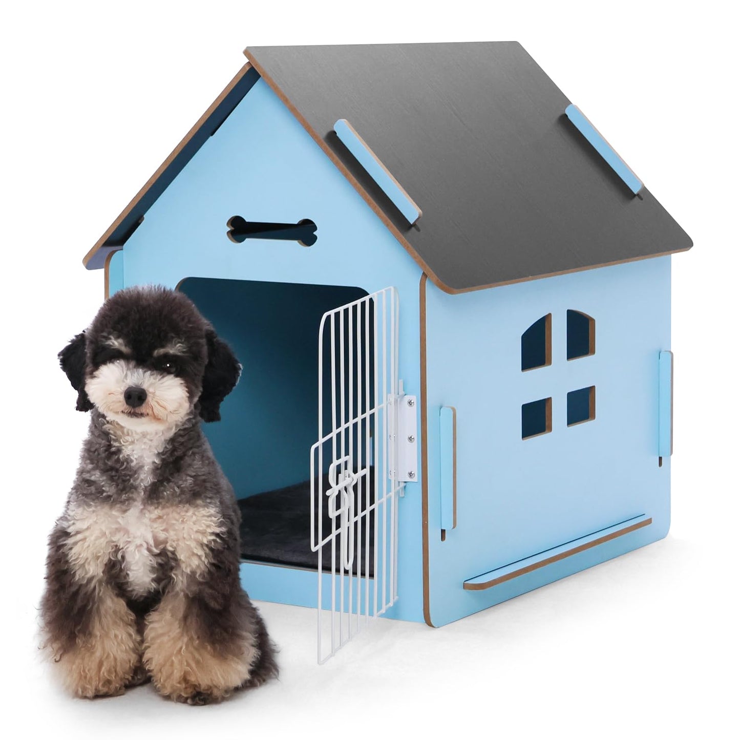 Dog House Indoor for Small Dogs or Cats, Cozy Wooden Design, Small Indoor Bed House, with Air Vents and Elevated Floor Warm Dog Cave