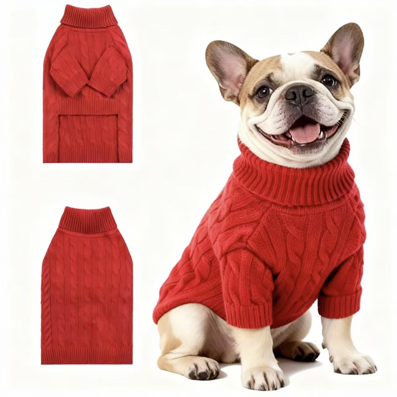 Small/Medium Dog Sweater, Warm Dog Winter Coat w/Sleeves, Comfortable High Neck & Leash Hole, Premium Dog Clothes for Schnauzer-Best for Holidays, Daily Walks M Apricot
