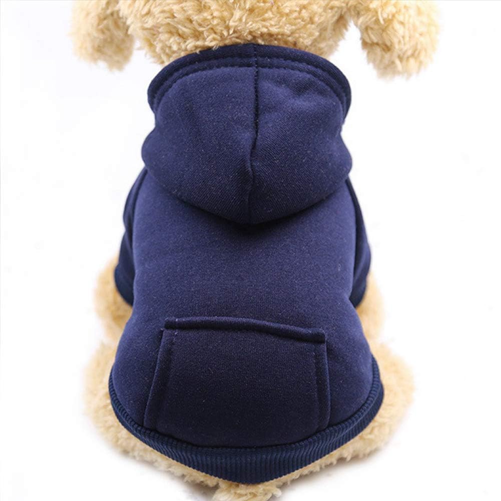 Jecikelon Winter Dog Hoodie Sweatshirts with Pockets Warm Dog Clothes for Small Dogs Chihuahua Coat Clothing Puppy Cat Custume (Coffee, Small)
