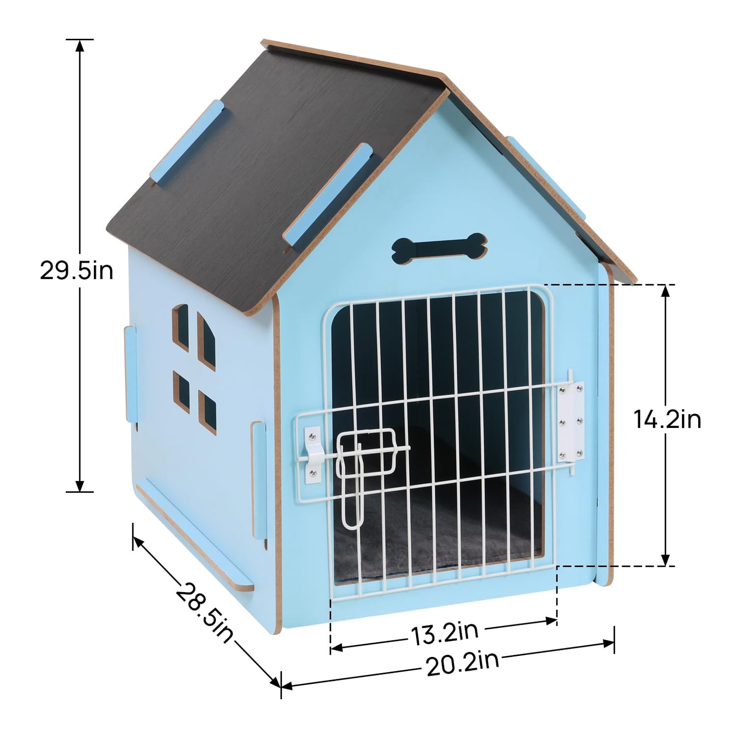 Dog House Indoor for Small Dogs or Cats, Cozy Wooden Design, Small Indoor Bed House, with Air Vents and Elevated Floor Warm Dog Cave