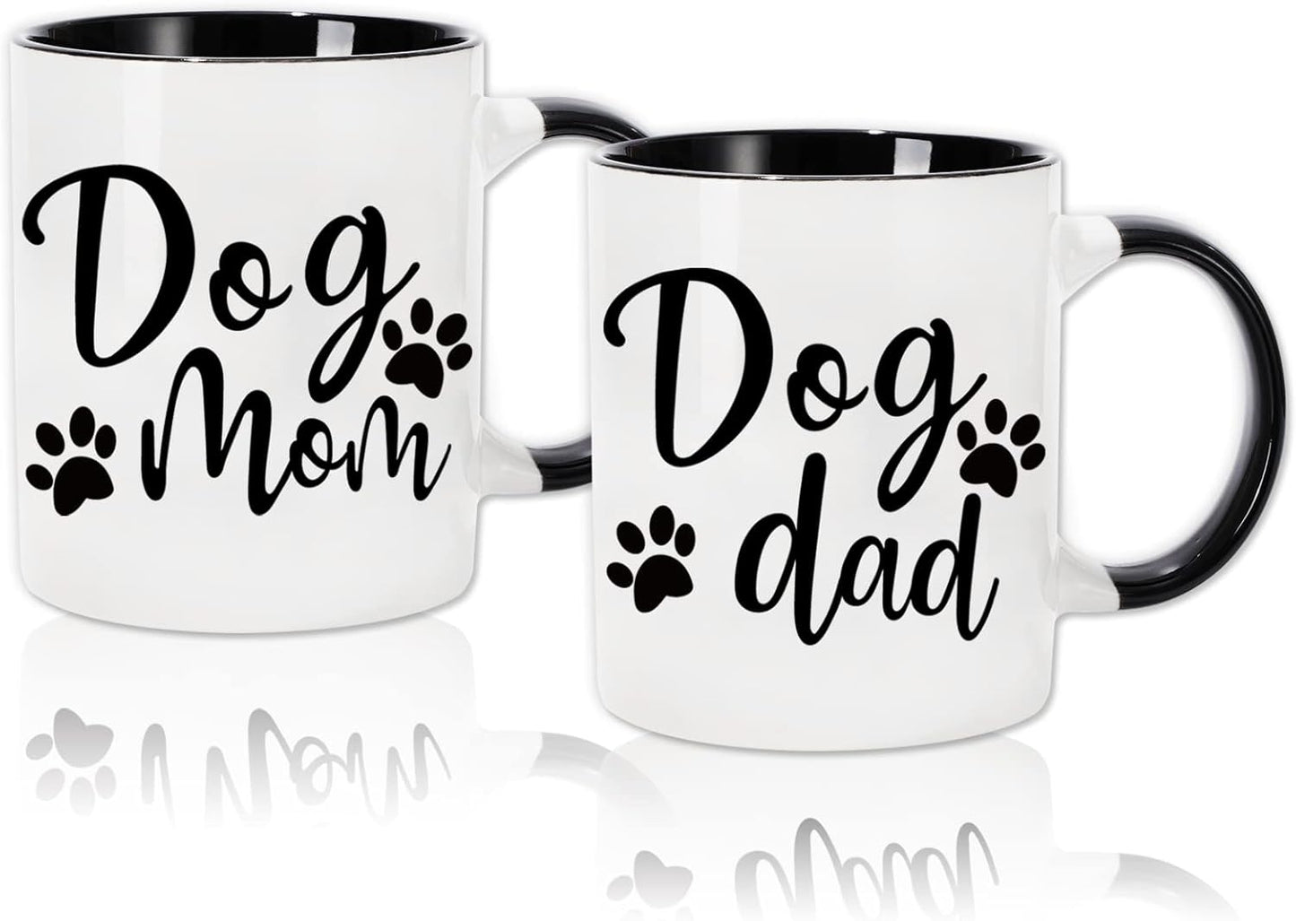 Whaline 2Pcs Dog Mom Dog Dad Mugs Couple Mugs, 12oz Couple Cups with Gift Box, Funny Gift Set for Dogs Lovers, Puppy Dogs Owner Pet Parent Gifts, Table Centerpieces Decor