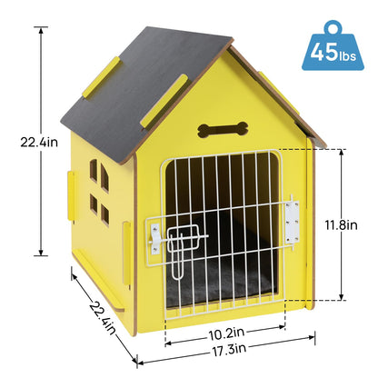 Dog House Indoor for Small Dogs or Cats, Cozy Wooden Design, Small Indoor Bed House, with Air Vents and Elevated Floor Warm Dog Cave