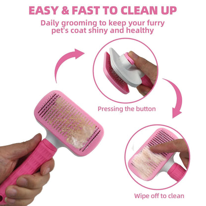 Bath Grooming Kit for Pets - Hair Brush Set with Towel, Washing Gloves, and Shampoo Scrubber Brush for Dogs and Cats (Pink)