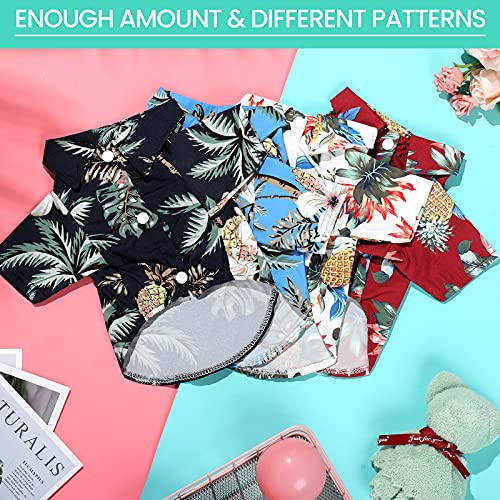 Weewooday 4 Pieces Small Pet Summer T-Shirts Hawaii Style Floral Pet Dog Shirt Breathable Cool Clothes Beach Seaside Puppy Sweatshirt for Puppy(Floral Style,Medium)