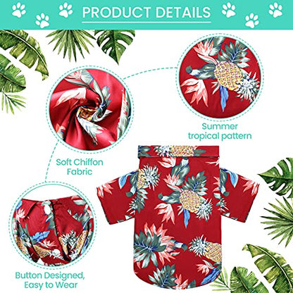 Weewooday 4 Pieces Small Pet Summer T-Shirts Hawaii Style Floral Pet Dog Shirt Breathable Cool Clothes Beach Seaside Puppy Sweatshirt for Puppy(Floral Style,Medium)