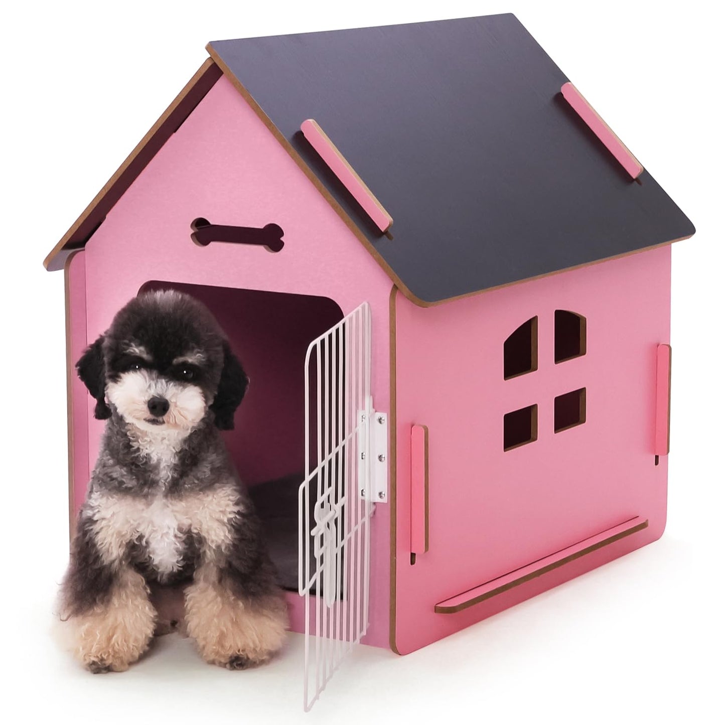 Dog House Indoor for Small Dogs or Cats, Cozy Wooden Design, Small Indoor Bed House, with Air Vents and Elevated Floor Warm Dog Cave