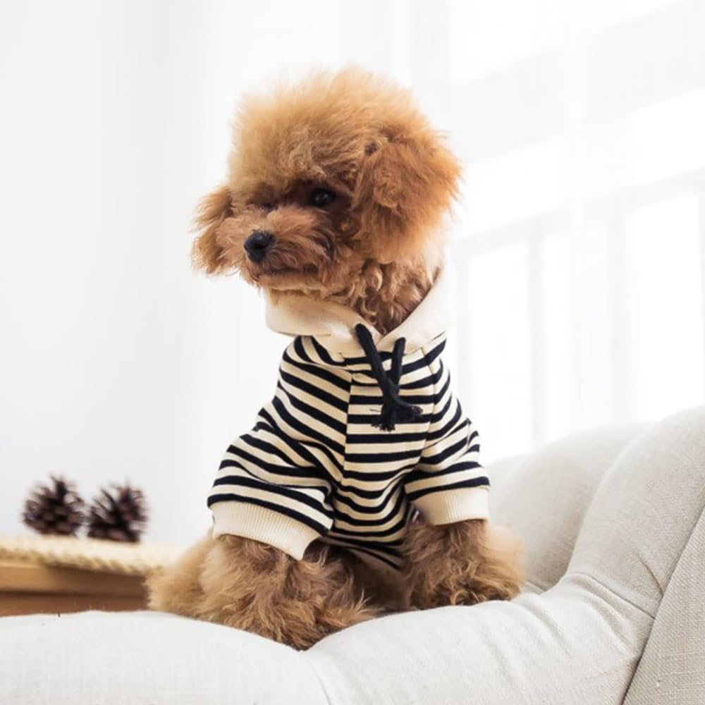 Matching Dog and Owner Clothes Separately Sold,Striped Mom Dad Dog Hoodie for Small Dogs Cats,Puppy Sweatshirt Fall Winter(Black,Owner M)