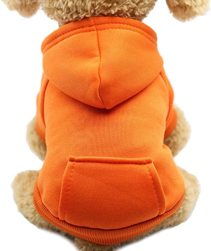 Jecikelon Winter Dog Hoodie Sweatshirts with Pockets Warm Dog Clothes for Small Dogs Chihuahua Coat Clothing Puppy Cat Custume (Coffee, Small)