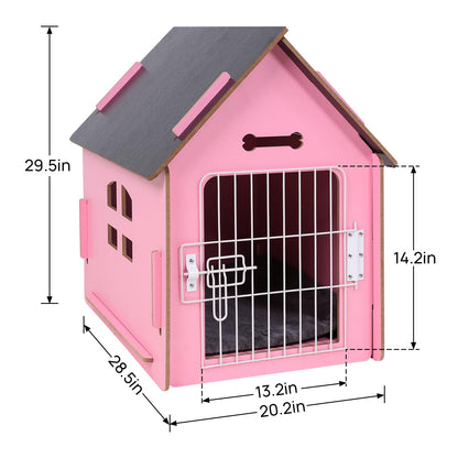 Dog House Indoor for Small Dogs or Cats, Cozy Wooden Design, Small Indoor Bed House, with Air Vents and Elevated Floor Warm Dog Cave