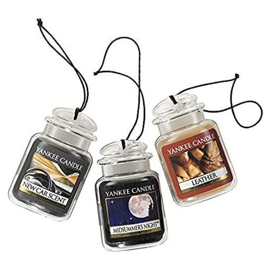 Yankee Candle Hanging Car Jar Ultimate 3-Pack Air Fresheners Neutralizes Odors Up to 30 Days Includes: Beach Walk Pink Sands and Sun and Sand (Pack of 3)