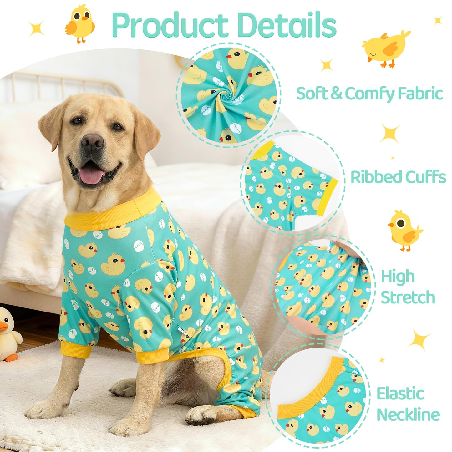 XPUDAC 4 Pack Dog Pajamas Soft Strechy Summer Dog Pjs Puppy Clothes for Small Medium Dogs Boy Girl Cat Pet Outfits, M