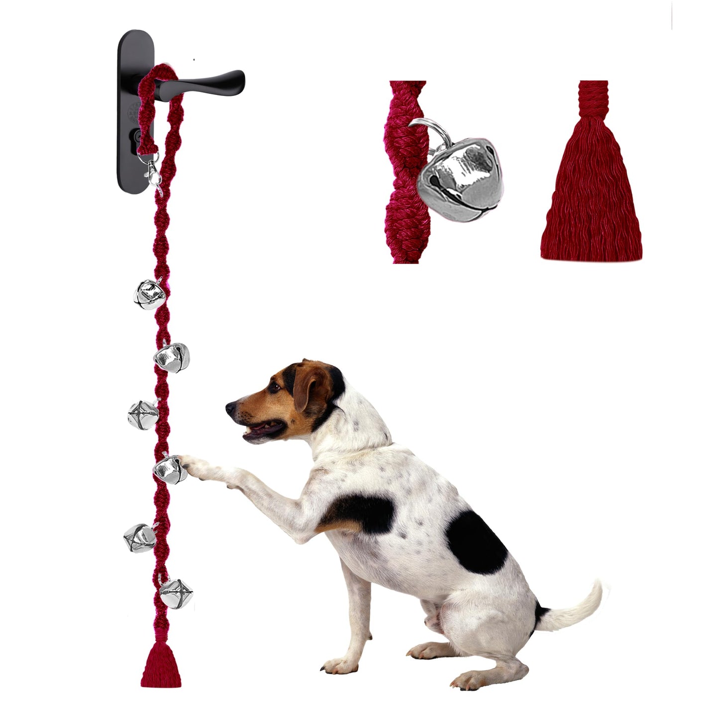 Dog Bells to Go Outside & Puppy Potty Training, Adjustable Dog Door Bell Ring to Go Potty, Handmade with Premium Yarn. Twisted Style, Beige