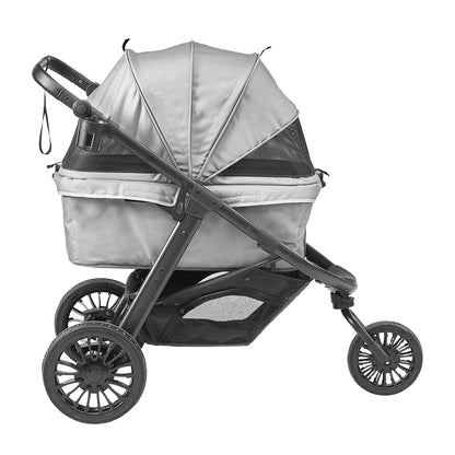 VEVOR Pet Stroller, 35 lbs Weight Capacity, Foldable Dog Stroller Cart, 4 Wheels Cats Strollers with with Detachable Carrier & Mesh Windows, Portable Design with Brake for Small to Medium Pets