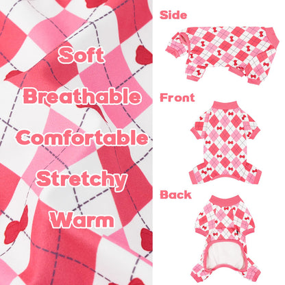 XPUDAC 4 Pack Dog Pajamas Soft Strechy Summer Dog Pjs Puppy Clothes for Small Medium Dogs Boy Girl Cat Pet Outfits, M