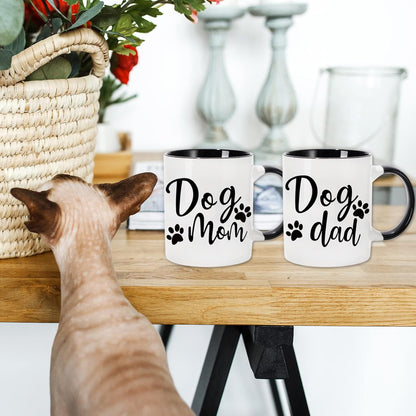 Whaline 2Pcs Dog Mom Dog Dad Mugs Couple Mugs, 12oz Couple Cups with Gift Box, Funny Gift Set for Dogs Lovers, Puppy Dogs Owner Pet Parent Gifts, Table Centerpieces Decor