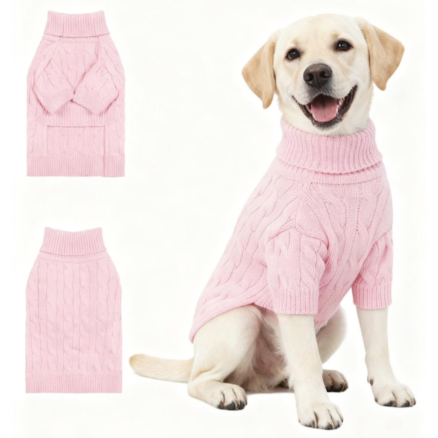 Small/Medium Dog Sweater, Warm Dog Winter Coat w/Sleeves, Comfortable High Neck & Leash Hole, Premium Dog Clothes for Schnauzer-Best for Holidays, Daily Walks M Apricot