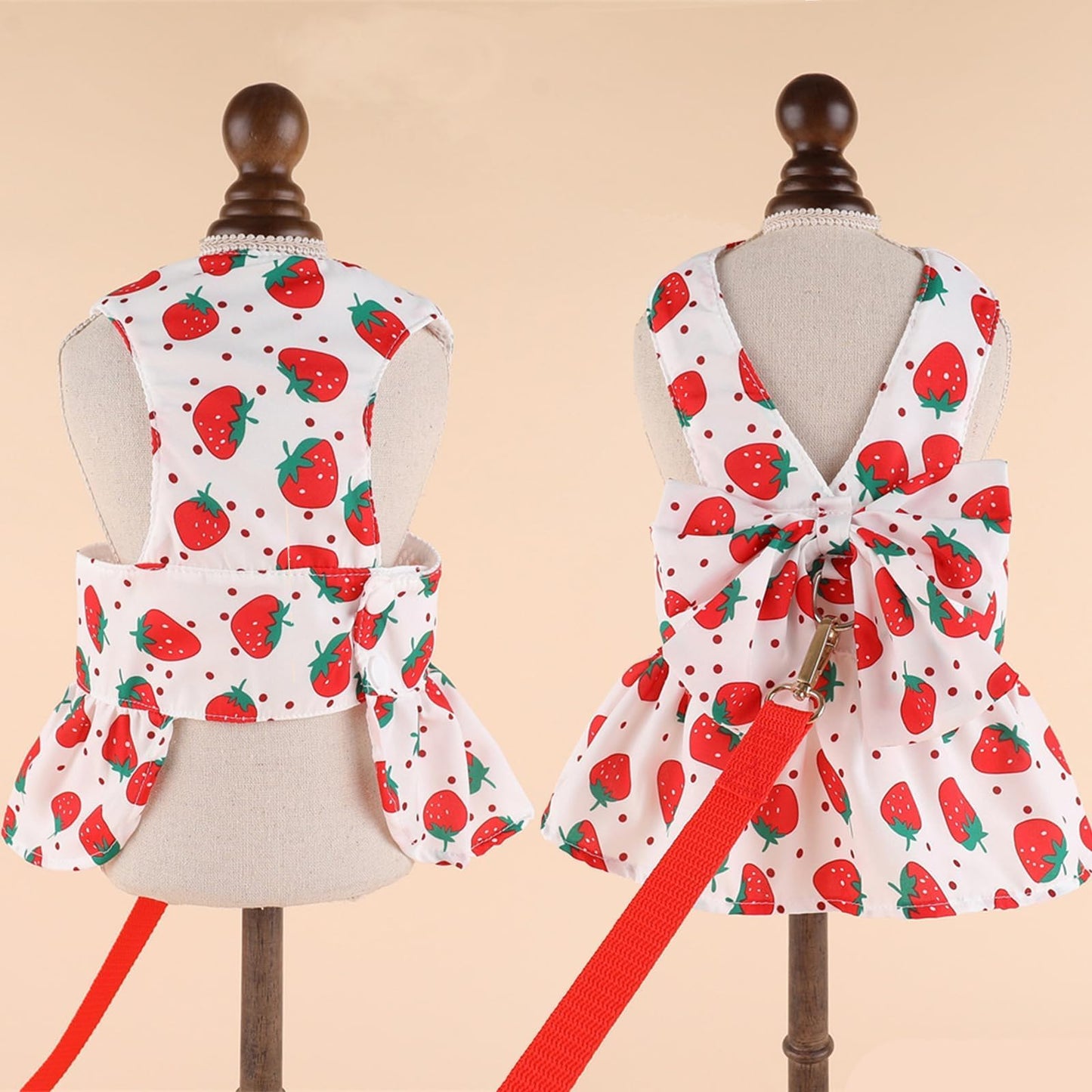 Dog Dress Bowknot Harness Leash Set for Small Girl Dogs Pink Floral Dog Cat Clothes Cute Puppy Outfits Pet Clothes Spring Summer Breathable Dresses(Samll)