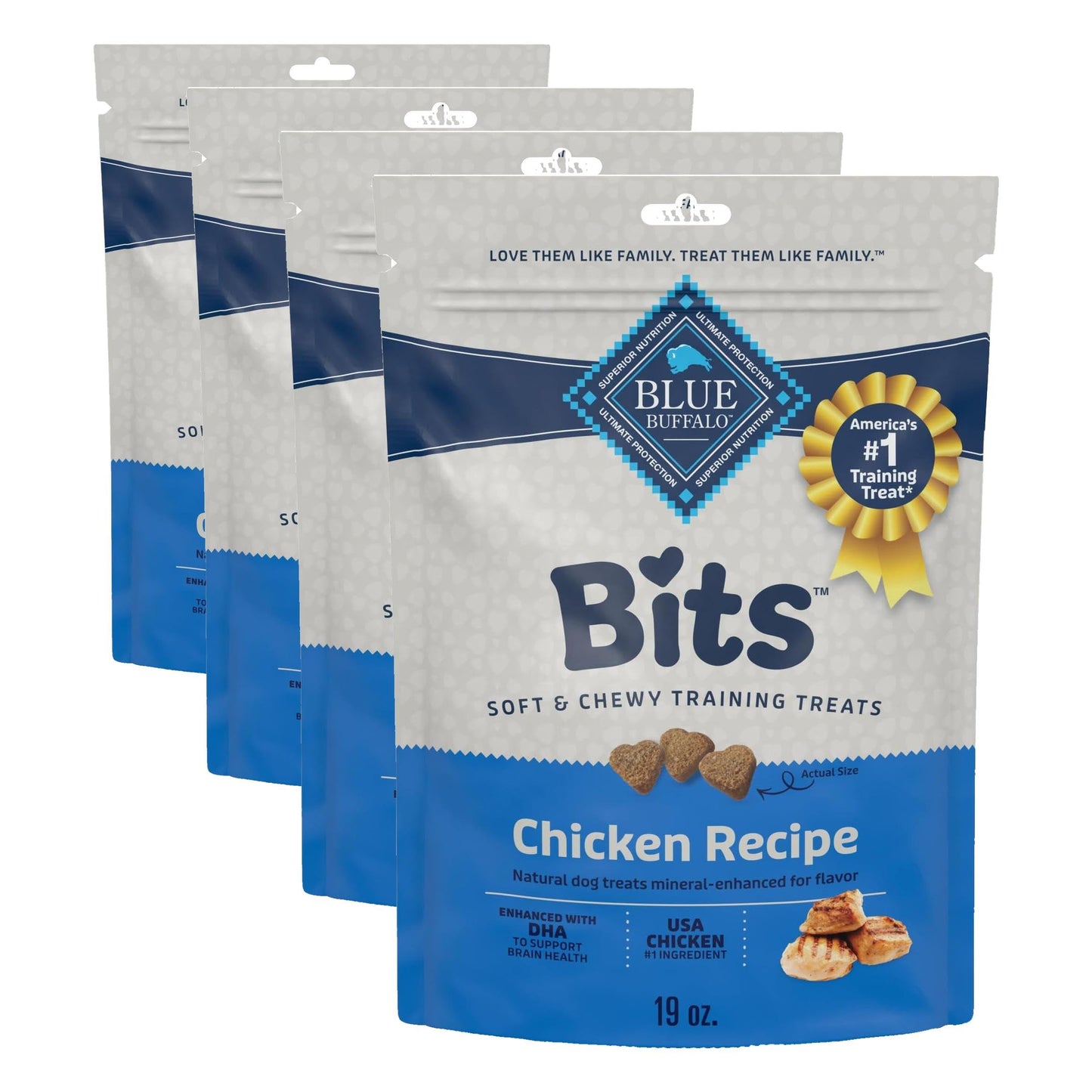 Blue Buffalo Bits Soft Dog Treats for Training, Made with Natural Ingredients & Enhanced with DHA, Beef Recipe, 19-oz Bag