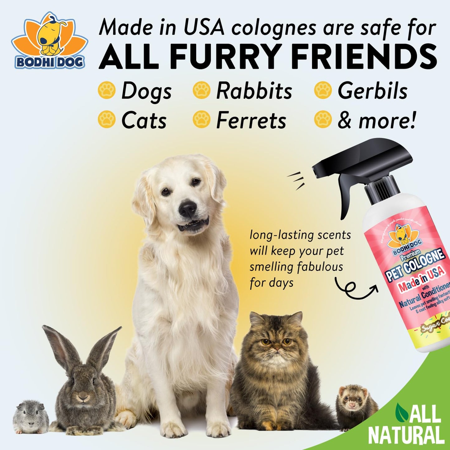 Bodhi Dog Premium Dog Cologne - Deodorizing Dog Perfume & Conditioner for Dogs & Cats - Natural Long Lasting Spray - Keeps Pets Fresh All Day - Gentle & Safe Formula, Made in USA (Baby Powder 4 Fl Oz)