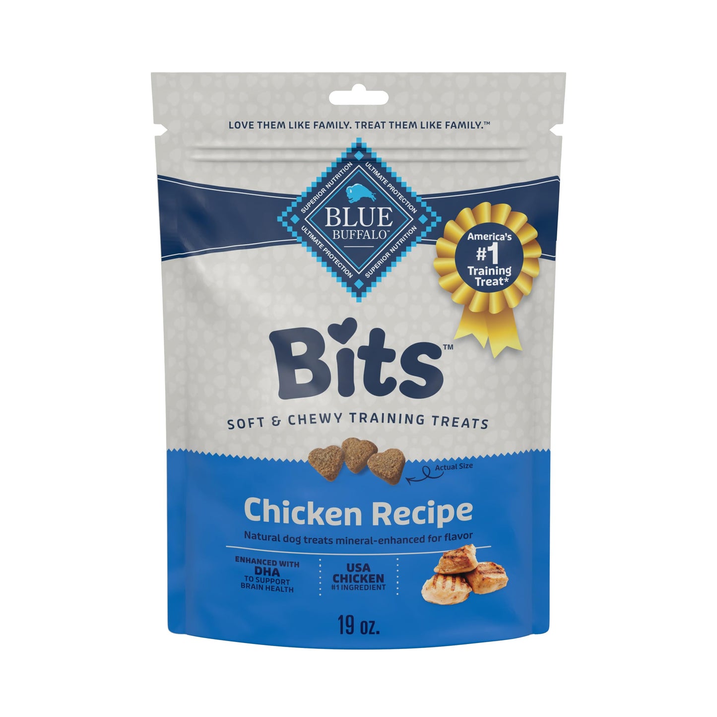 Blue Buffalo Bits Soft Dog Treats for Training, Made with Natural Ingredients & Enhanced with DHA, Beef Recipe, 19-oz Bag
