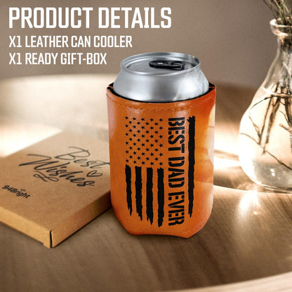 Best Dog Dad Ever Leather Can Cooler Holder Sleeve 12oz – Dog Lover Gifts for Men, Dad, Husband, Boyfriend, Grandpa – Dog Dad Gifts, Funny Pet Owner Gift, Birthday, Christmas Present
