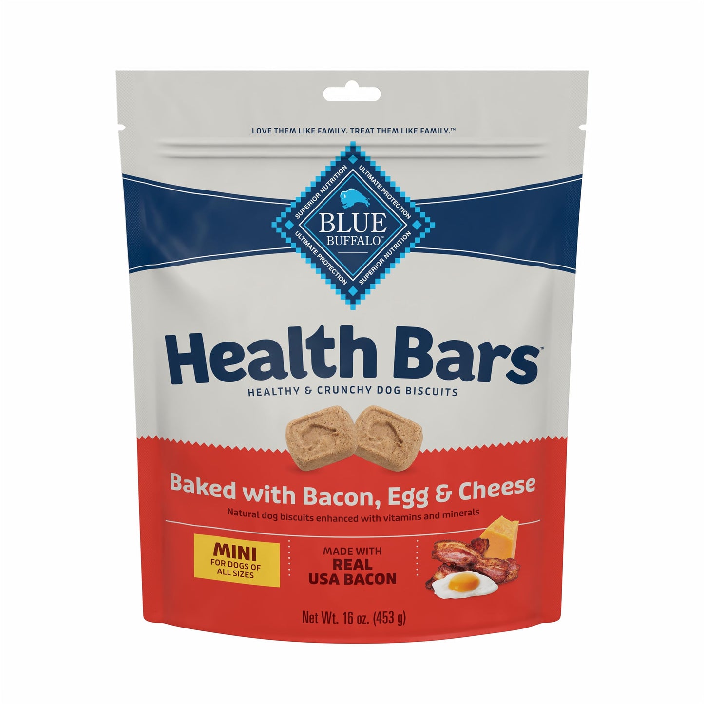 Blue Buffalo Health Bars Mini Crunchy Dog Biscuits, Oven-Baked with Natural Ingredients, Apples & Yogurt, 16-oz Bag