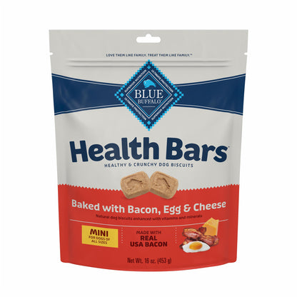 Blue Buffalo Health Bars Mini Crunchy Dog Biscuits, Oven-Baked with Natural Ingredients, Apples & Yogurt, 16-oz Bag
