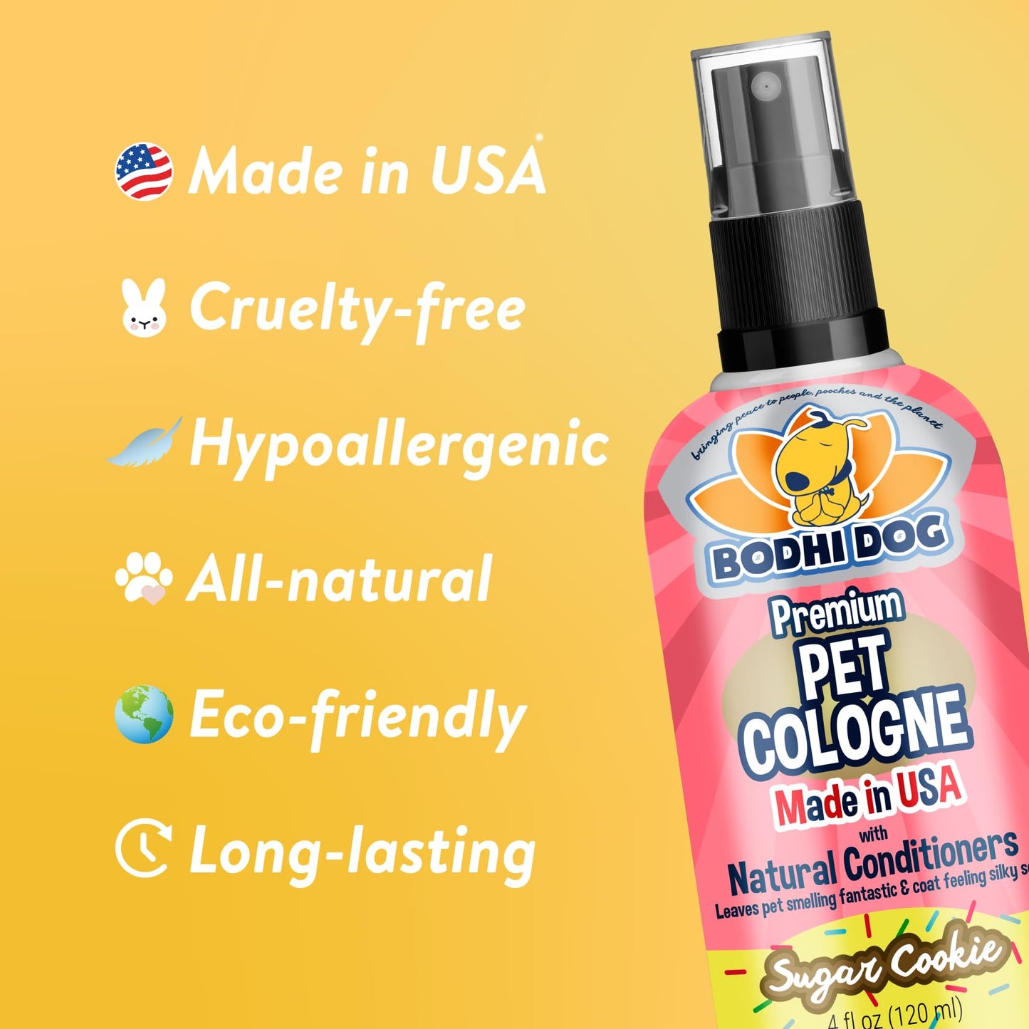 Bodhi Dog Premium Dog Cologne - Deodorizing Dog Perfume & Conditioner for Dogs & Cats - Natural Long Lasting Spray - Keeps Pets Fresh All Day - Gentle & Safe Formula, Made in USA (Baby Powder 4 Fl Oz)