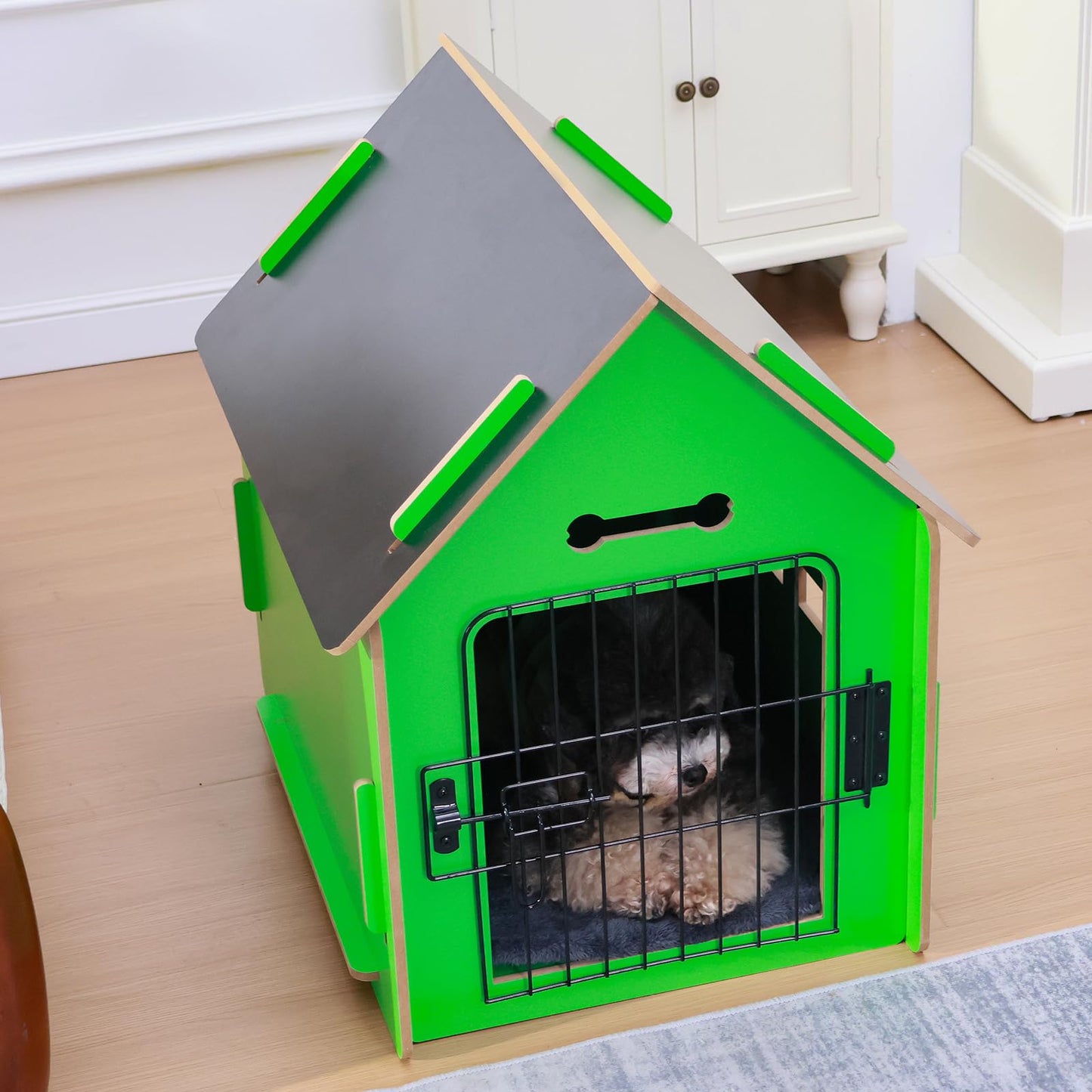 Dog House Indoor for Small Dogs or Cats, Cozy Wooden Design, Small Indoor Bed House, with Air Vents and Elevated Floor Warm Dog Cave