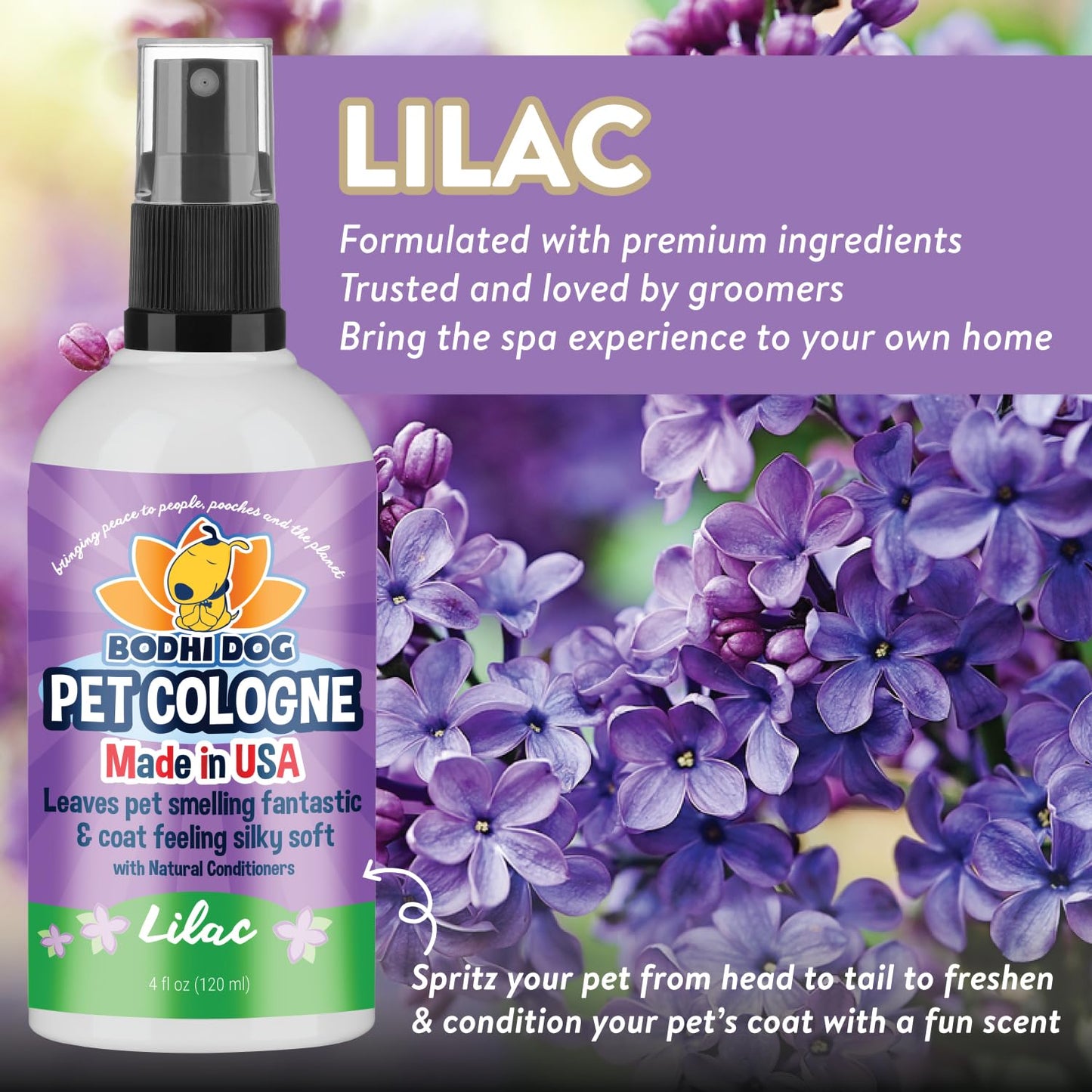 Bodhi Dog Premium Dog Cologne - Deodorizing Dog Perfume & Conditioner for Dogs & Cats - Natural Long Lasting Spray - Keeps Pets Fresh All Day - Gentle & Safe Formula, Made in USA (Baby Powder 4 Fl Oz)