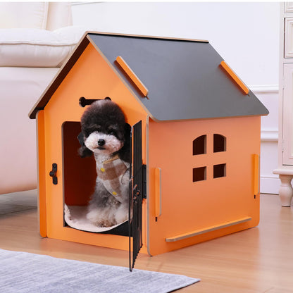 Dog House Indoor for Small Dogs or Cats, Cozy Wooden Design, Small Indoor Bed House, with Air Vents and Elevated Floor Warm Dog Cave