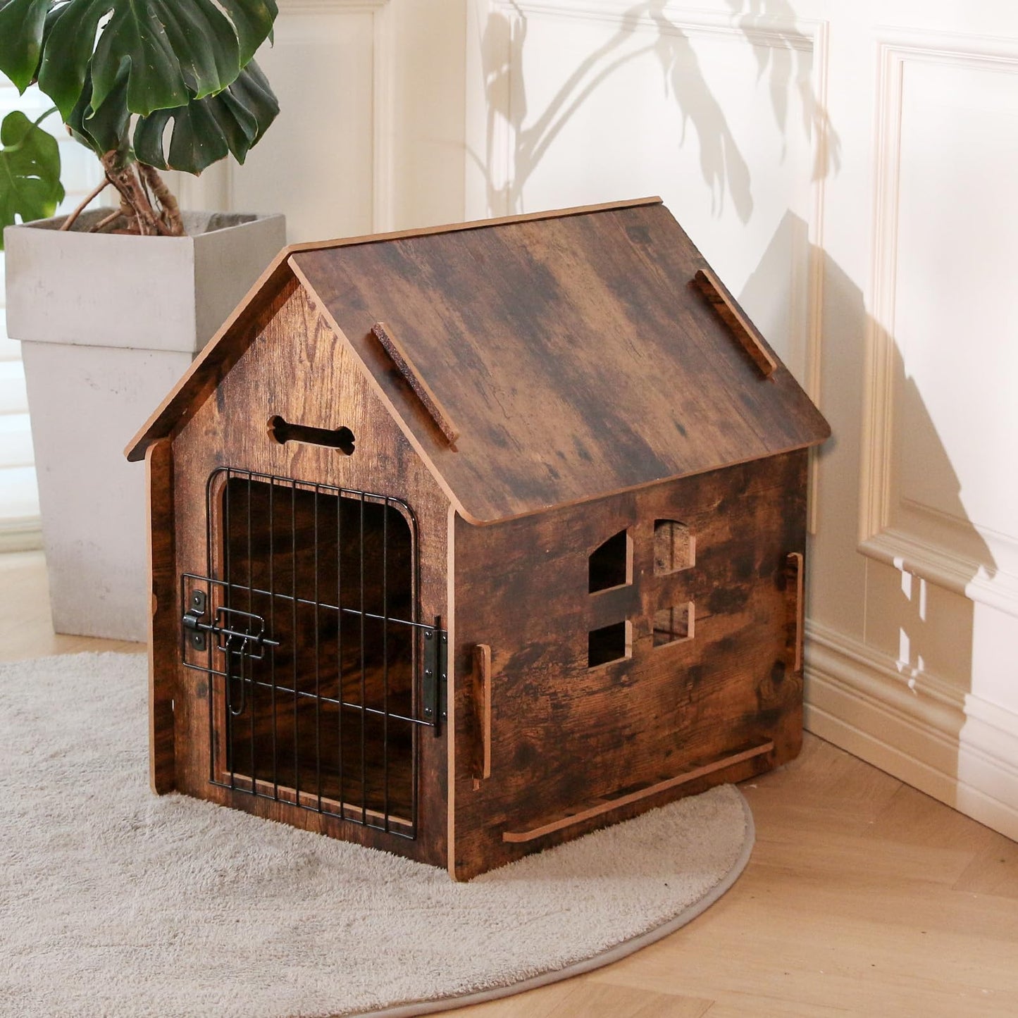 Dog House Indoor for Small Dogs or Cats, Cozy Wooden Design, Small Indoor Bed House, with Air Vents and Elevated Floor Warm Dog Cave
