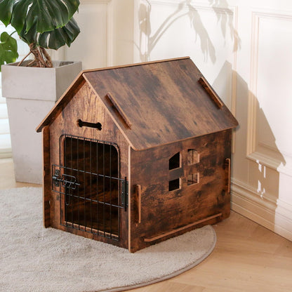 Dog House Indoor for Small Dogs or Cats, Cozy Wooden Design, Small Indoor Bed House, with Air Vents and Elevated Floor Warm Dog Cave