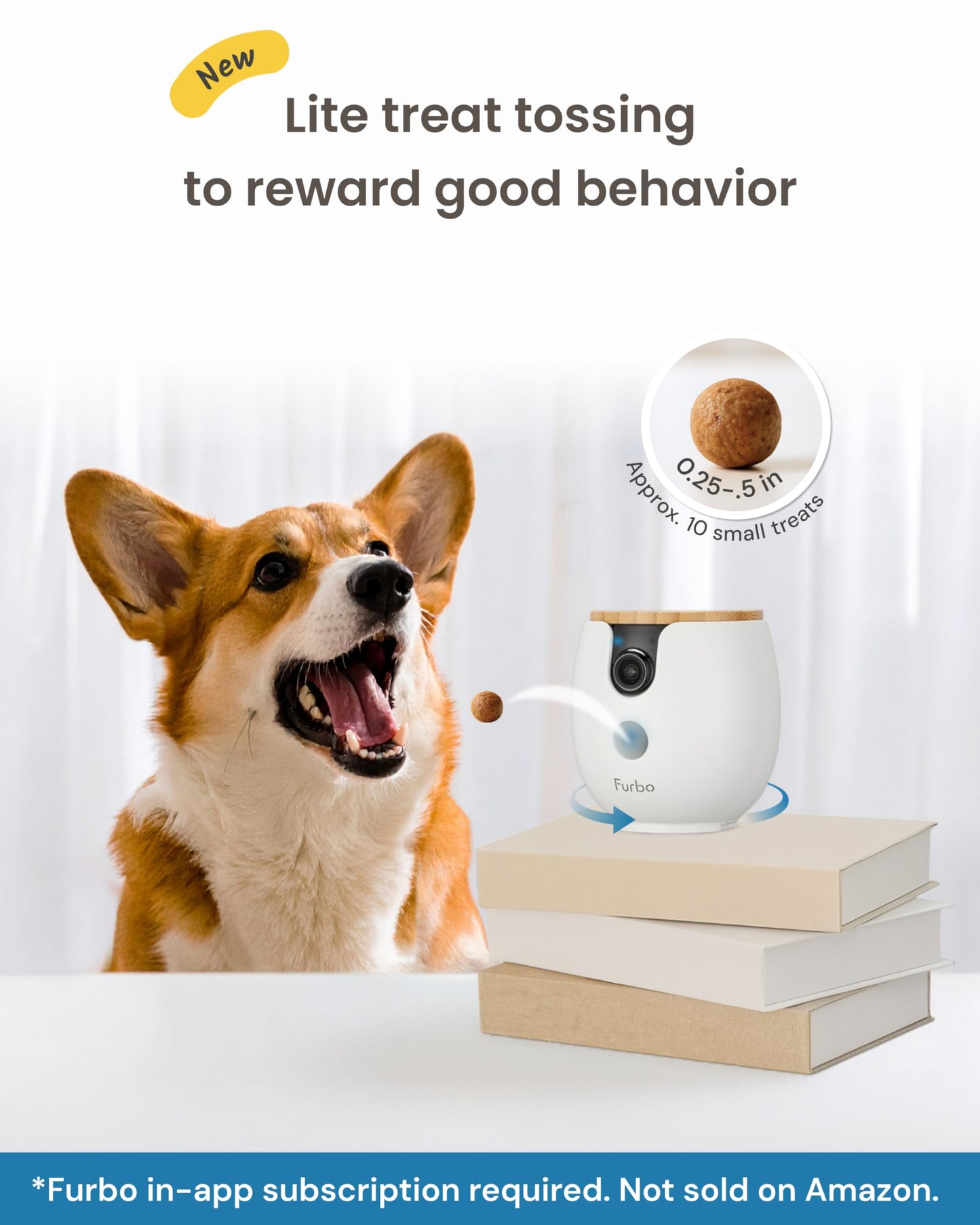 Furbo Mini 360° [Subscription Required] New 2K QHD Pet Camera - Unlock w/Paid Plan: Dog & Cat Safety Alerts, Rotating Treat Toss, 2-Way Speaker (Low Risk, 3mo Min. Cancel Anytime)