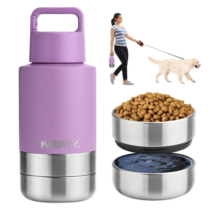 Insulated Dog Travel Water Bottle With Detachable Bowls, Ideal Dog Mom Gifts for Women, Portable Water Bottle Dispenser, For Walking, Hiking, Camping, Outdoor (Pink:Best Dog Mom, 32 Oz)