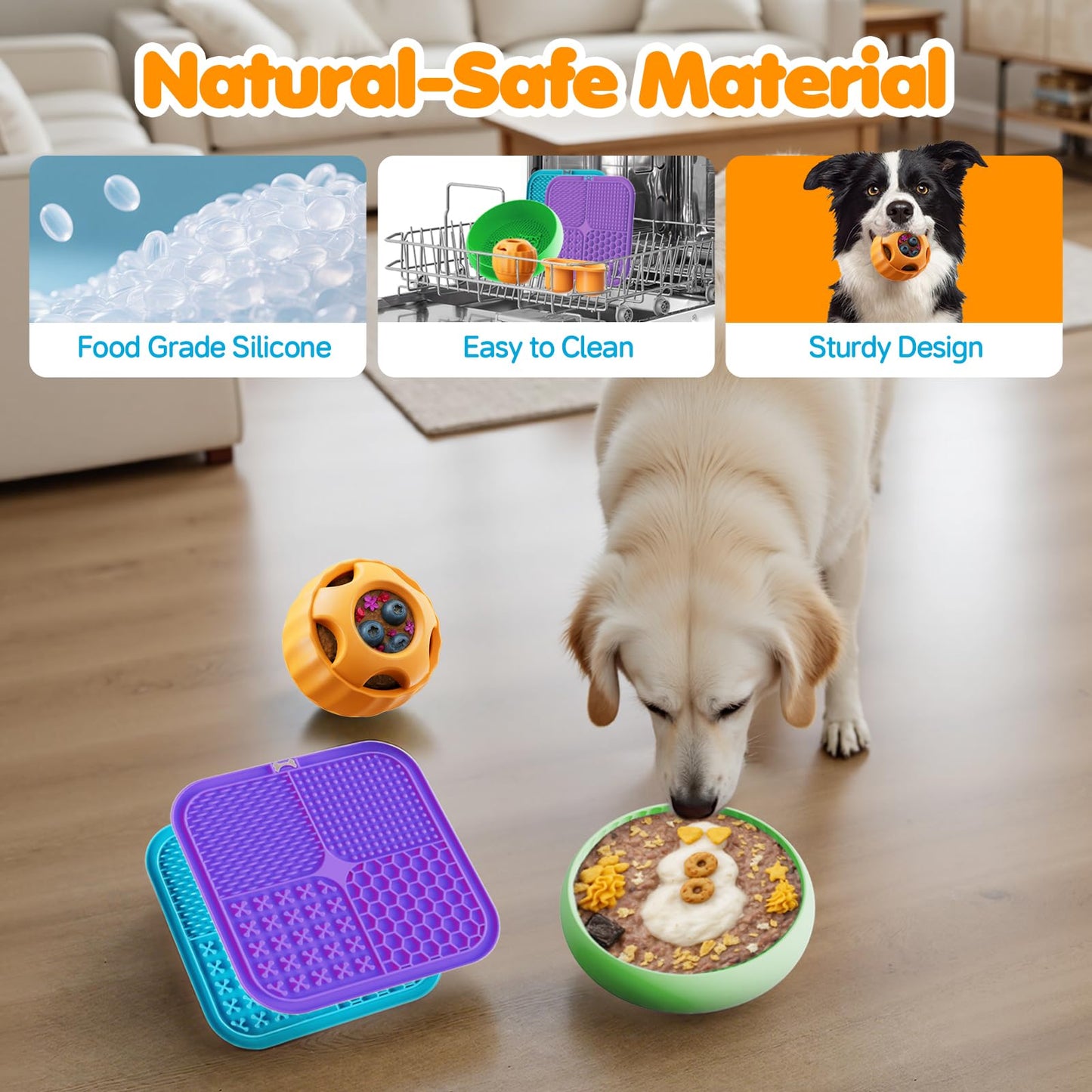 LUKITO Lick Mat for Dogs & Cats 2 Pack with Suction Cups, Dog Lick Mat for Anxiety Relief, Dog Toys to Keep Them Busy, Peanut Butter Licking Pad for Boredom Reducer, Perfect for Bathing Grooming