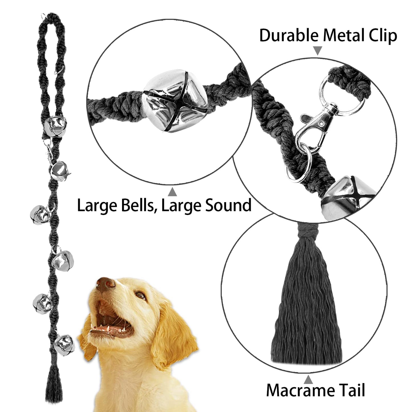 Dog Bells to Go Outside & Puppy Potty Training, Adjustable Dog Door Bell Ring to Go Potty, Handmade with Premium Yarn. Twisted Style, Beige