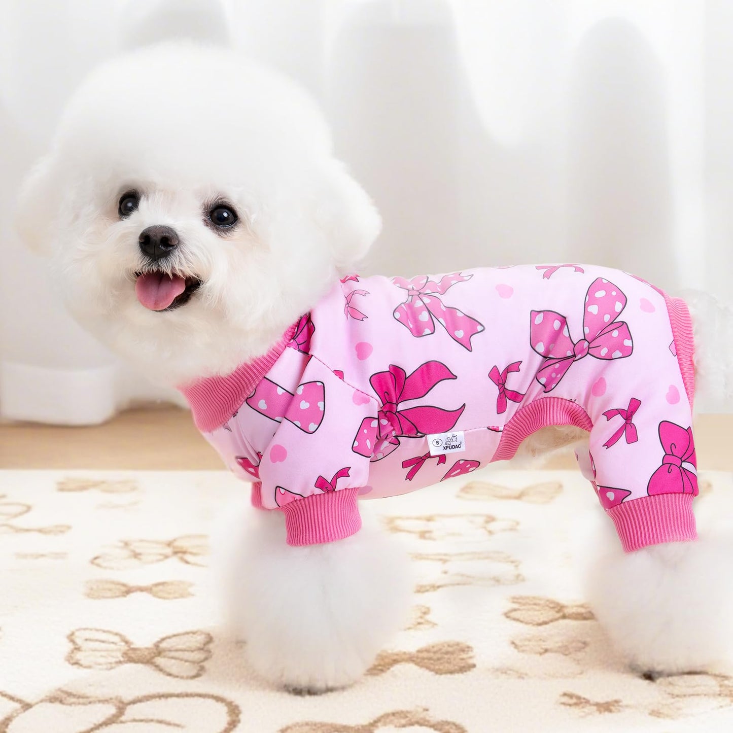 XPUDAC 4 Pack Dog Pajamas Soft Strechy Summer Dog Pjs Puppy Clothes for Small Medium Dogs Boy Girl Cat Pet Outfits, M