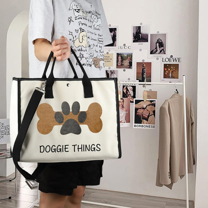 FOTAP Dog Lover Shopping Bag - Owner Tote for Toys, Park, and Doggie Things - Gift (DOGGIE THING LT)
