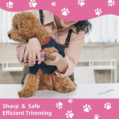 Bath Grooming Kit for Pets - Hair Brush Set with Towel, Washing Gloves, and Shampoo Scrubber Brush for Dogs and Cats (Pink)